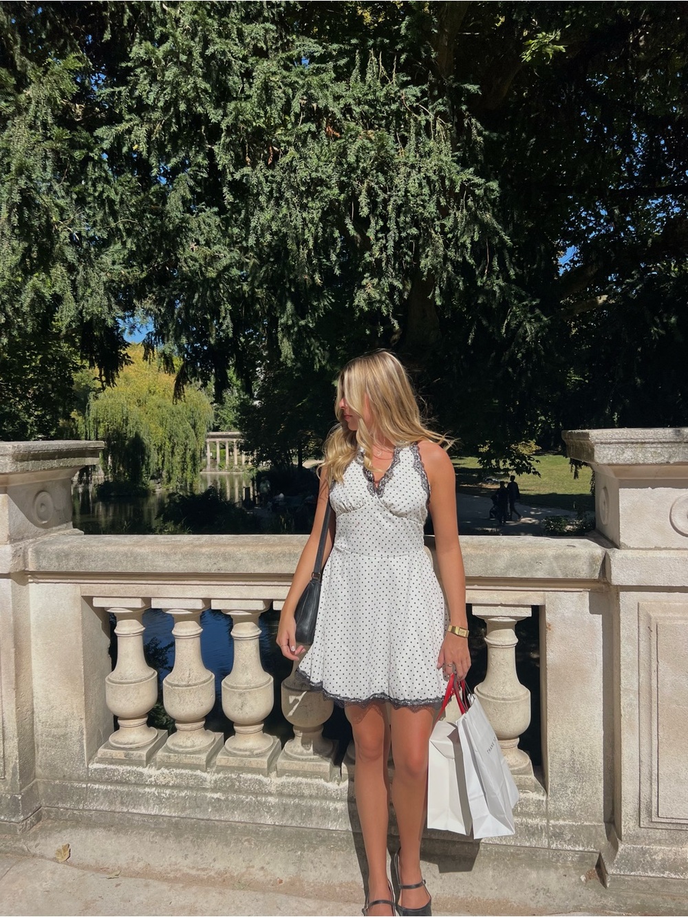 White Polka Dot Sleeveless Mini Dress